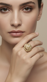 Gold-Plated 92.5 Silver Freshwater Pearl Adjustable Ring ( READY TO SHIP )