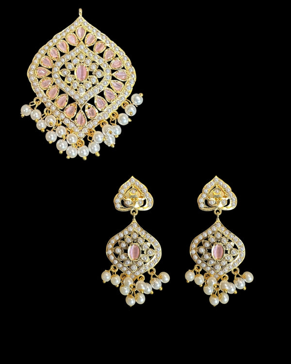 Jadau pendant earrings - pink ( READY TO SHIP )