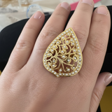 Gold-Plated 92.5 Silver Freshwater Pearl Adjustable Ring ( READY TO SHIP )