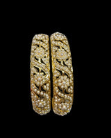 B823 Gold-Plated Jadau Pearl Bangles – Classic Non-Openable Design ( READY TO SHIP )