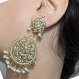 Gold-Plated Jadau Silver Earrings in Freshwater Pearls ( READY TO SHIP )