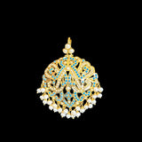 Turquoise and pearl gold plated silver pendant set ( READY TO SHIP )