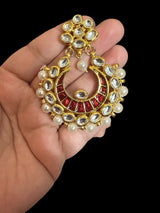 Kundan meena earrings - Red ( READY TO SHIP )