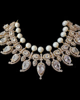 DNS202 Anmol necklace set in zircons and pearls ( READY TO SHIP )