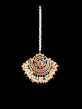 C534 Viya bridal choker set in rubies and pearls  (READY TO SHIP )