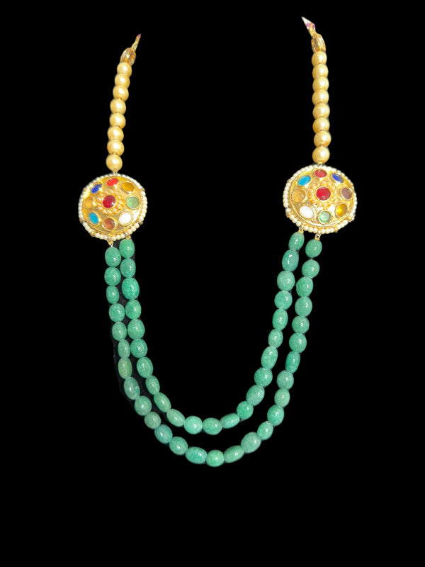 Kundan mala style  necklace - green  ( READY TO SHIP )