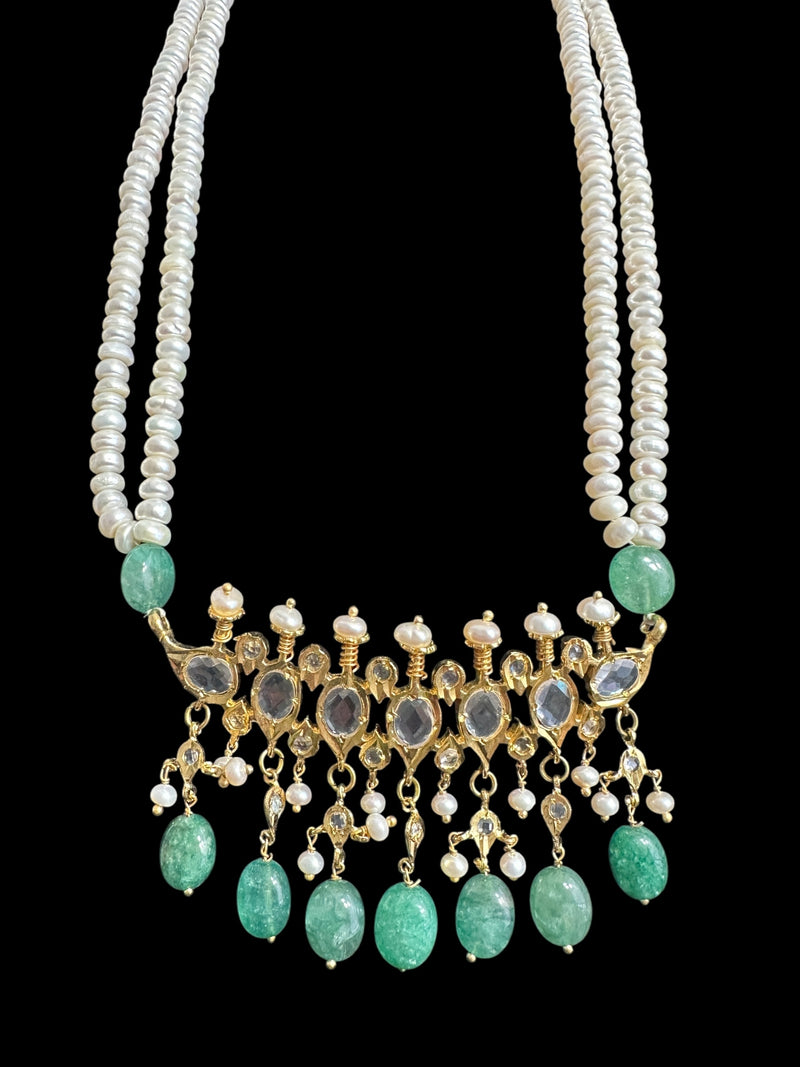 PS543 Hyderabadi tirmani in fresh water pearls and emerald beads ( READY TO SHIP )