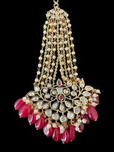 DJHR147 Gold plated high quality Polki jhoomar - Ruby  ( READY TO SHIP )