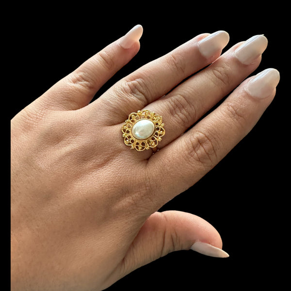 Pearl Ring  - gold plated ( READY TO SHIP )