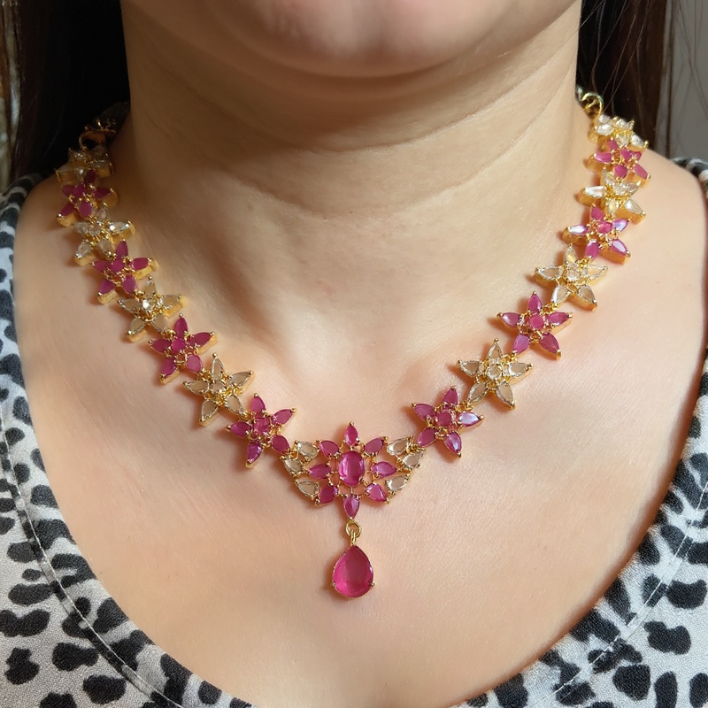 DNS215 Gold plated necklace earrings set ( READY TO SHIP )