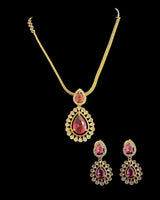 Gold plated pendant set - RUBY - READY TO SHIP