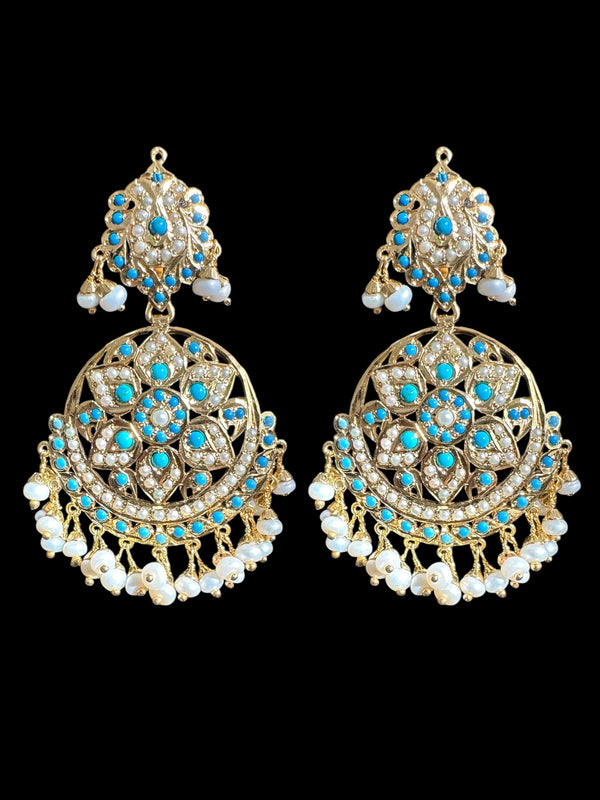 Freya gold plated silver earrings - Turquoise pearl ( READY TO SHIP )