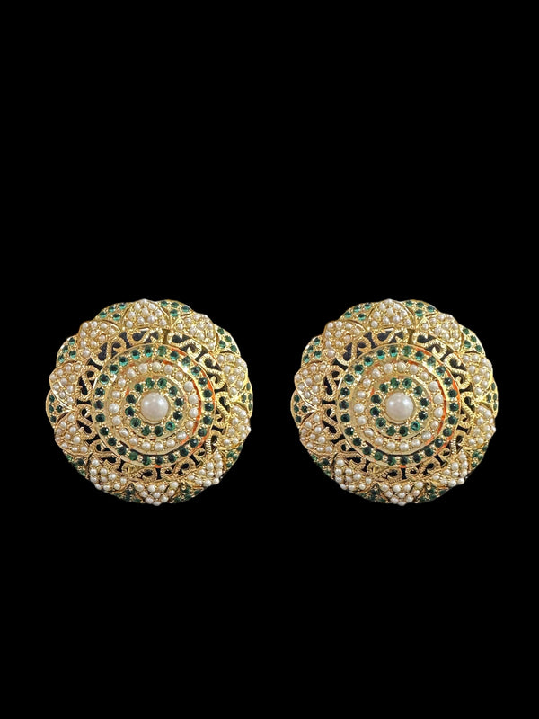 Gold plated silver Jadau tops in emerald pearls ( READY TO SHIP )