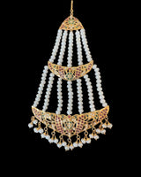 Gold-Plated Silver Jhoomar (Passa) – Ruby, Emerald & Freshwater Pearl ( READY TO SHIP )