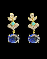DNS213 Turquoise & emerald sapphire CZ Necklace Set with Earrings – Gold Plated ( READY TO SHIP )
