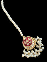 DJTK311 small sized  kundan and meenakari tika - Red ( READY TO SHIP )