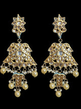 Kundan meena earrings - turquoise( READY TO SHIP )