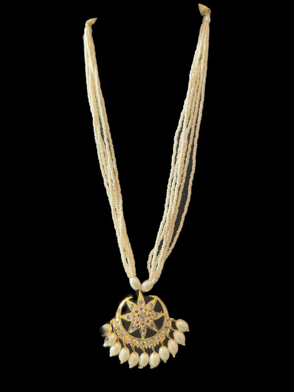 PS506  gold plated pendant set in pearls ( READY TO SHIP )