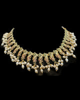 Ruby Emerald Pearl Necklace Set | 92.5 Silver Gold-Plated ( READY TO SHIP )