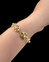 Navratan Gold-Plated Silver Bracelet with Freshwater Pearls ( READY TO SHIP )