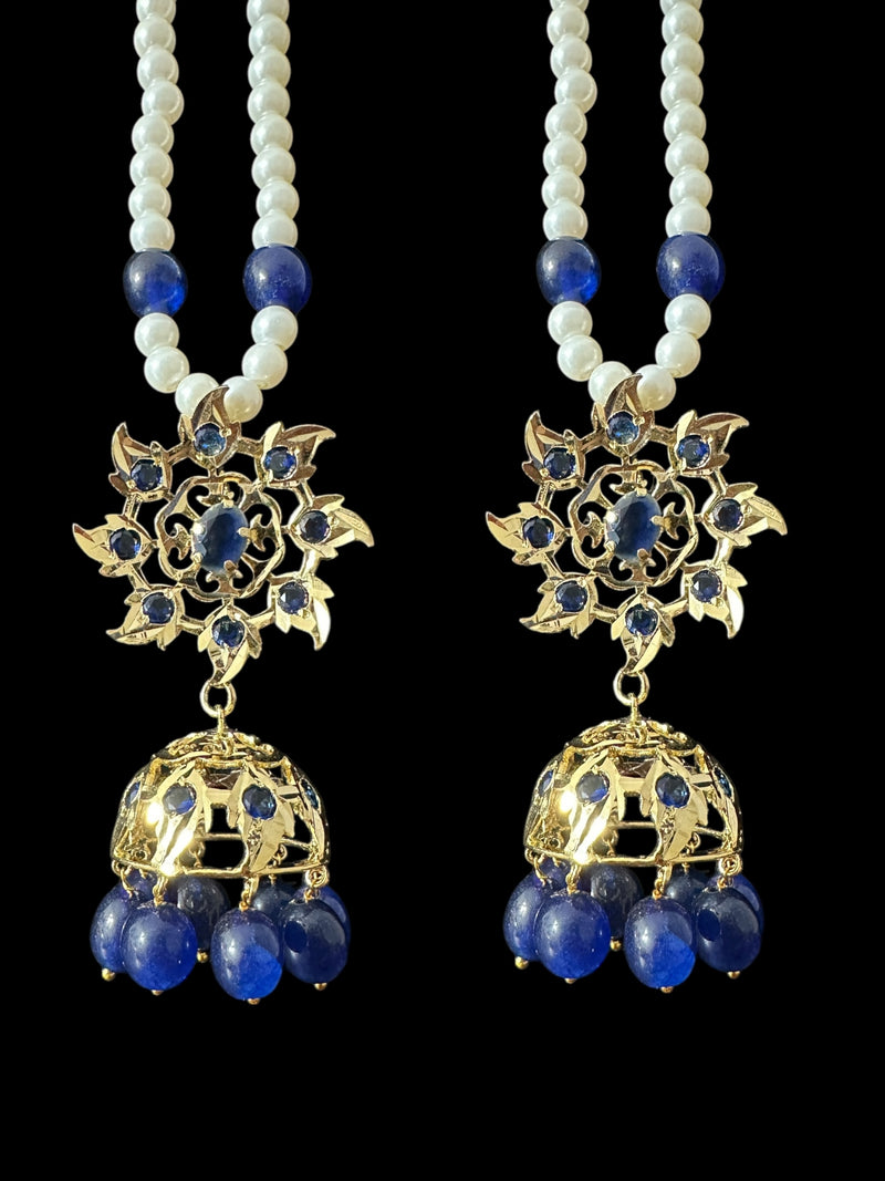 C540 Jadavi lacha with karanphool in blue / sapphire ( READY TO SHIP)