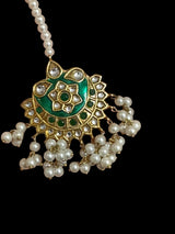 DJTK344 kundan and meenakari tika - Green ( READY TO SHIP )