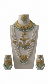 BR598 Leah bridal set in turquoise with pearls   (READY TO SHIP)