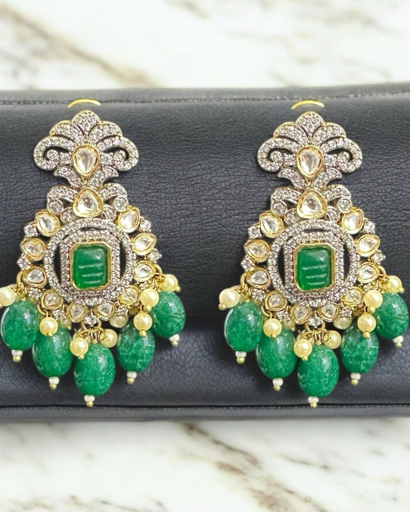 DER729 Victorian style earrings - green ( READY TO SHIP )