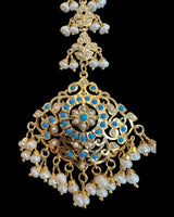 Turquoise & Freshwater Pearl Tika – Gold-Plated 92.5 Silver ( READY TO SHIP )