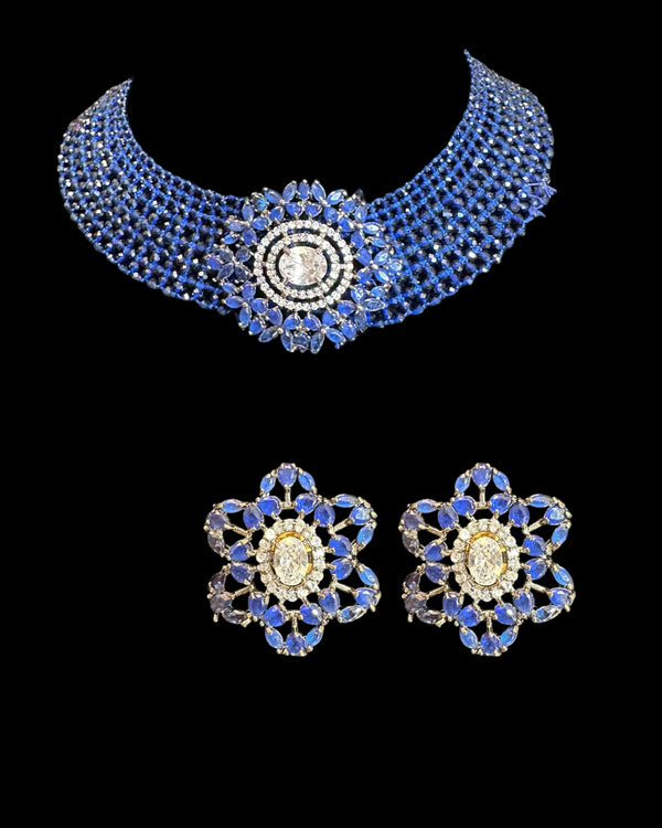 Arushi necklace set  - blue  ( READY TO SHIP)
