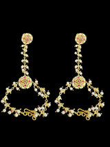 Haathphool in pearls and Polki - ruby (READY TO SHIP )