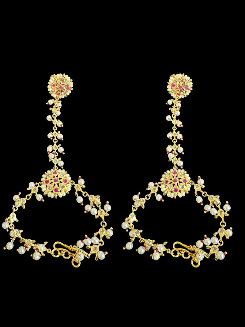 Haathphool in pearls and Polki - ruby (READY TO SHIP )