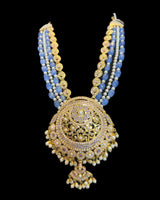 DLN135 Gold-Plated Jadau Rani Haar with Earrings – Medium Length - Purple ( READY TO SHIP )