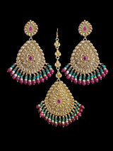 DJET501 Earrings tika in red green combination ( READY TO SHIP )