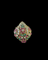 Ruby Emerald Freshwater Pearl Adjustable Ring – Gold-Plated 92.5 Silver ( SHIPS IN 5 WEEKS )