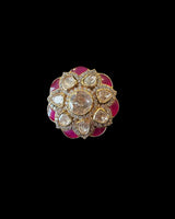 Ruby & Moissanite Polki Gold-Plated Silver Statement Ring ( READY TO SHIP )