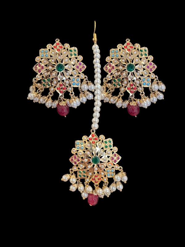 Nutan navratan earring tika ( SHIPS IN 4 WEEKS )