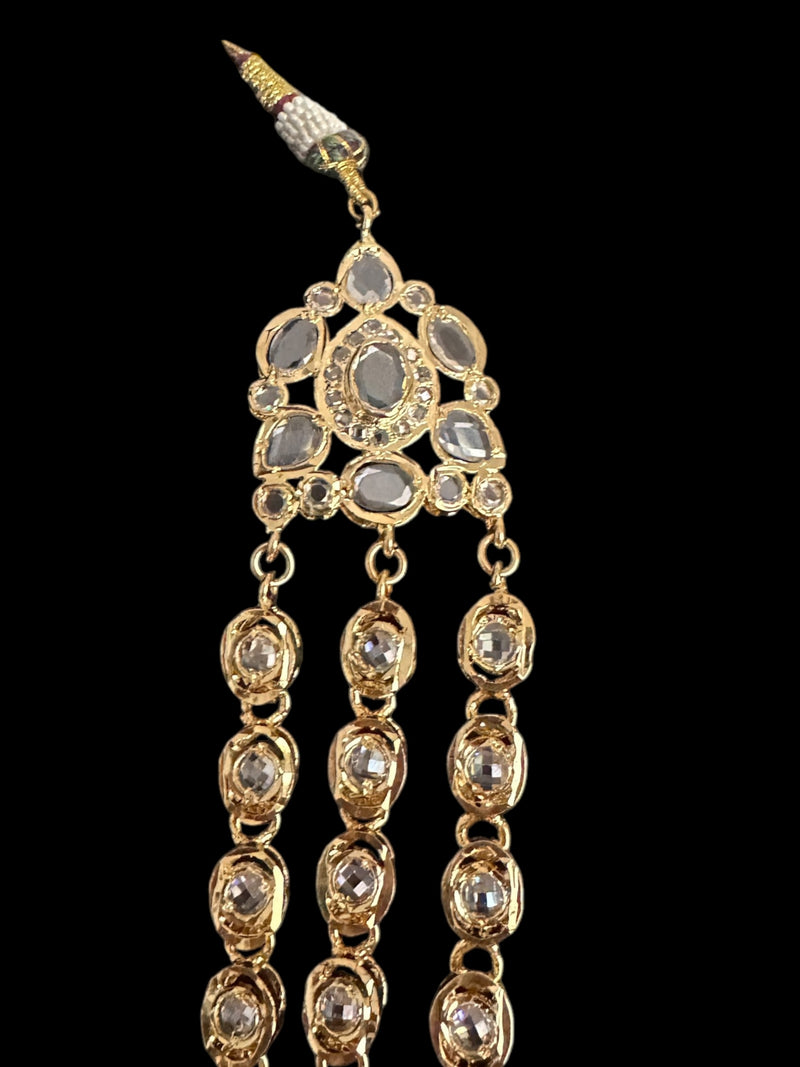 MALLIKA gold plated three layer necklace with earrings ( READY TO SHIP )