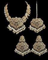 DNS211 Neeli Elegant Gold-Plated Necklace Set with Zircons & Shell Pearls ( READY TO SHIP )