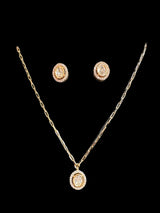 PS233 Polki gold plated pendant set ( READY TO SHIP )