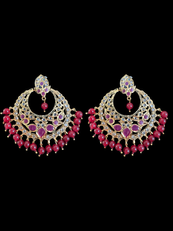 DER723  Noor chandbali in ruby      (READY TO SHIP )