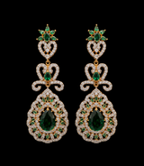 ERS25 Gold plated zircon earrings in green ( READY TO SHIP )
