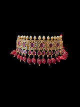 C588 Gauhar hyderabadi choker in Ruby  ( READY TO SHIP )