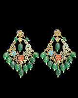 PS567 Navratan pendant set with green beads ( READY TO SHIP )