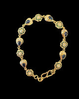 Emerald & Sapphire Gold-Plated Silver Bracelet with Freshwater Pearls ( READY TO SHIP )