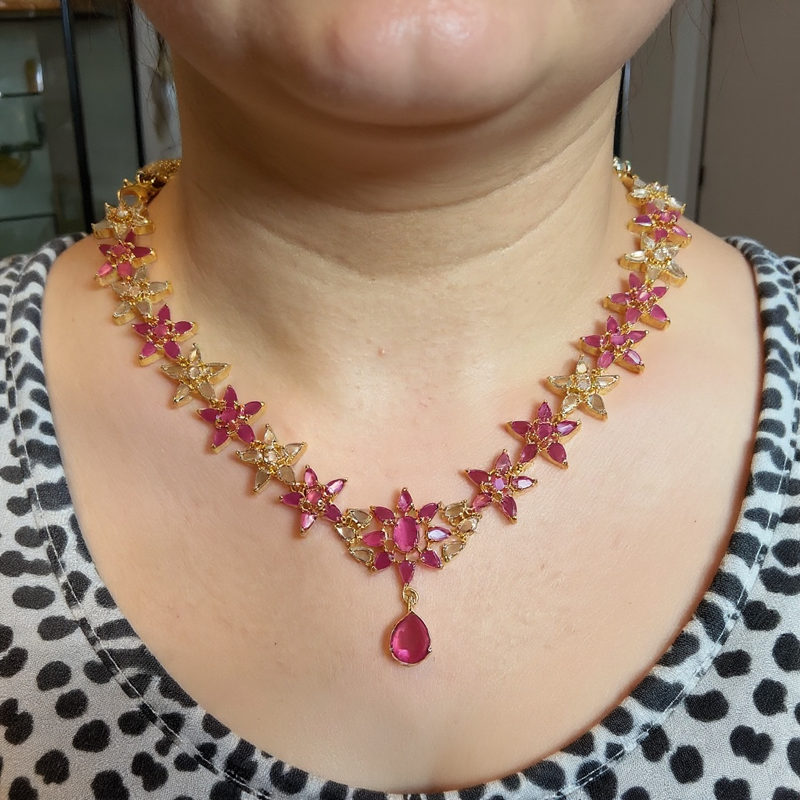 DNS215 Gold plated necklace earrings set ( READY TO SHIP )