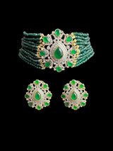 C525 Erin zircon choker in green ( READY TO SHIP )