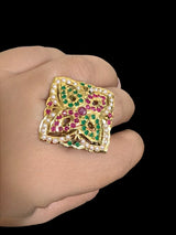 DJR103 Jadau ring -  ruby emerald     ( READY TO SHIP )