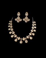 DNS509 Rose Gold Plated Polki Necklace Set – Lightweight Traditional Jewelry ( READY TO SHIP )