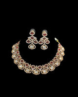 DNS506 Gold Plated high quality Polki Necklace Set ( READY TO SHIP )